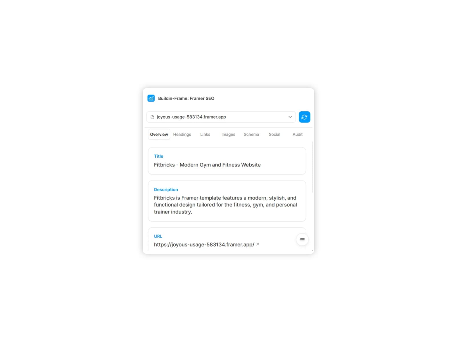 Buildin-Frame: Framer SEO — Audit SEO in Framer