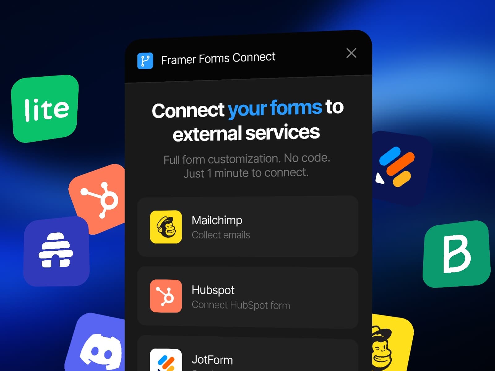 Framer Forms Connect — Add HubSpot, Mailchimp & more