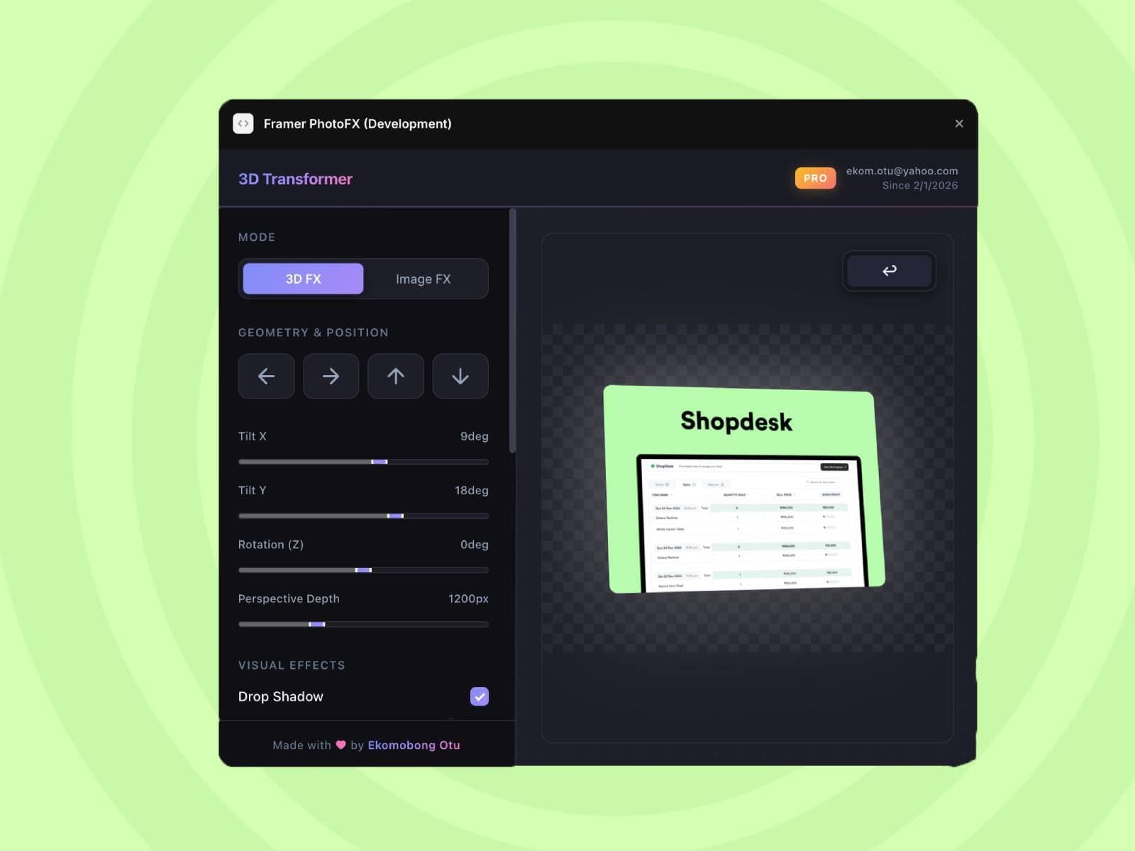 Framer PhotoFX — Create Photo FX inside Framer