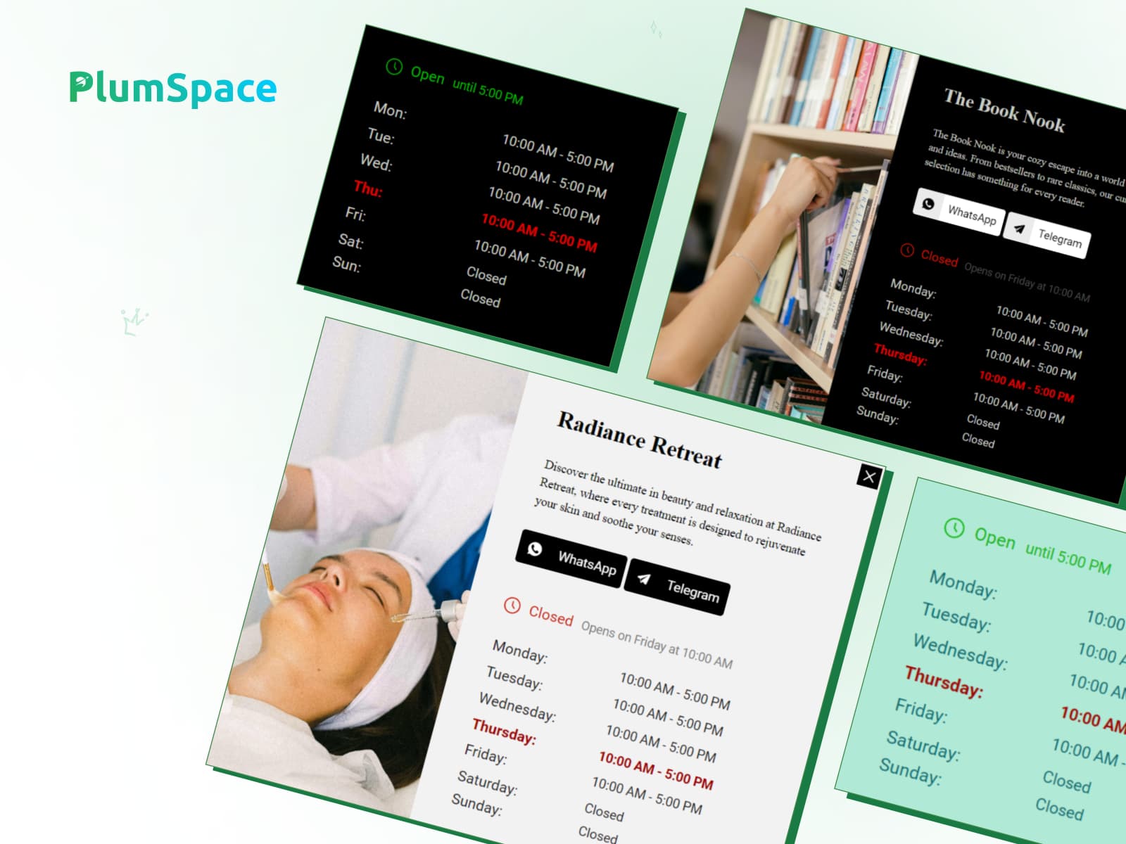 PlumSpace: Open Hours — Display Your Opening Hours