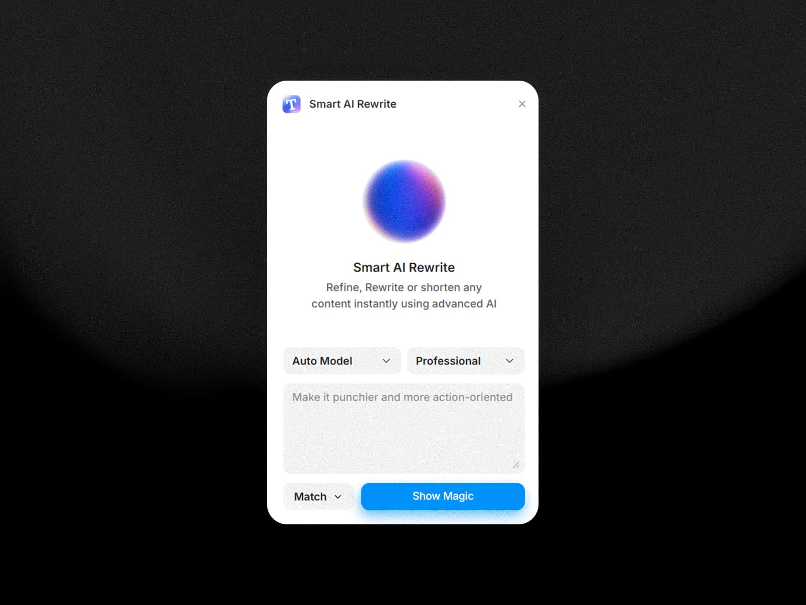 Smart AI Rewrite — Refine any text instantly