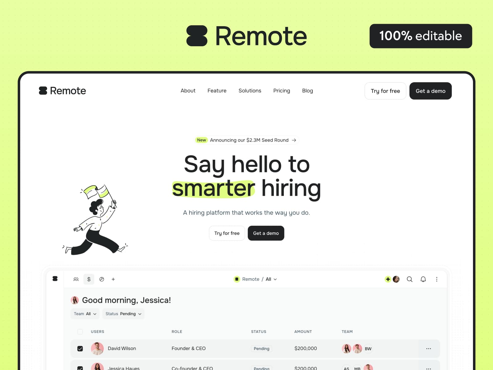Remote — 100% editable SaaS template
